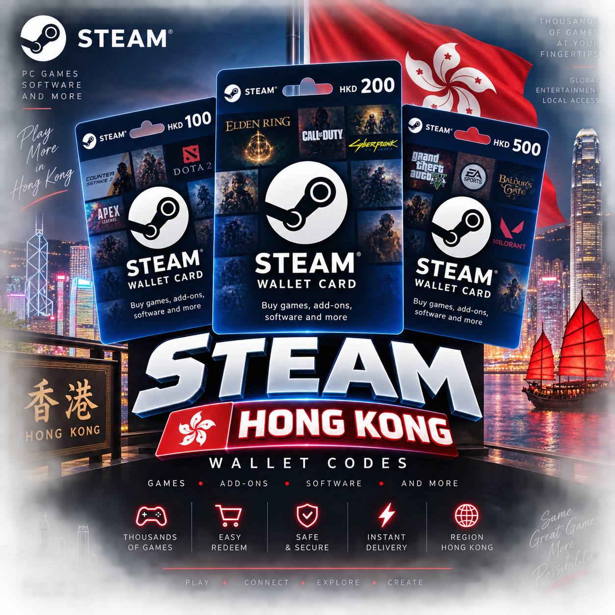 Steam Wallet Codes Hong Kong HKD 100